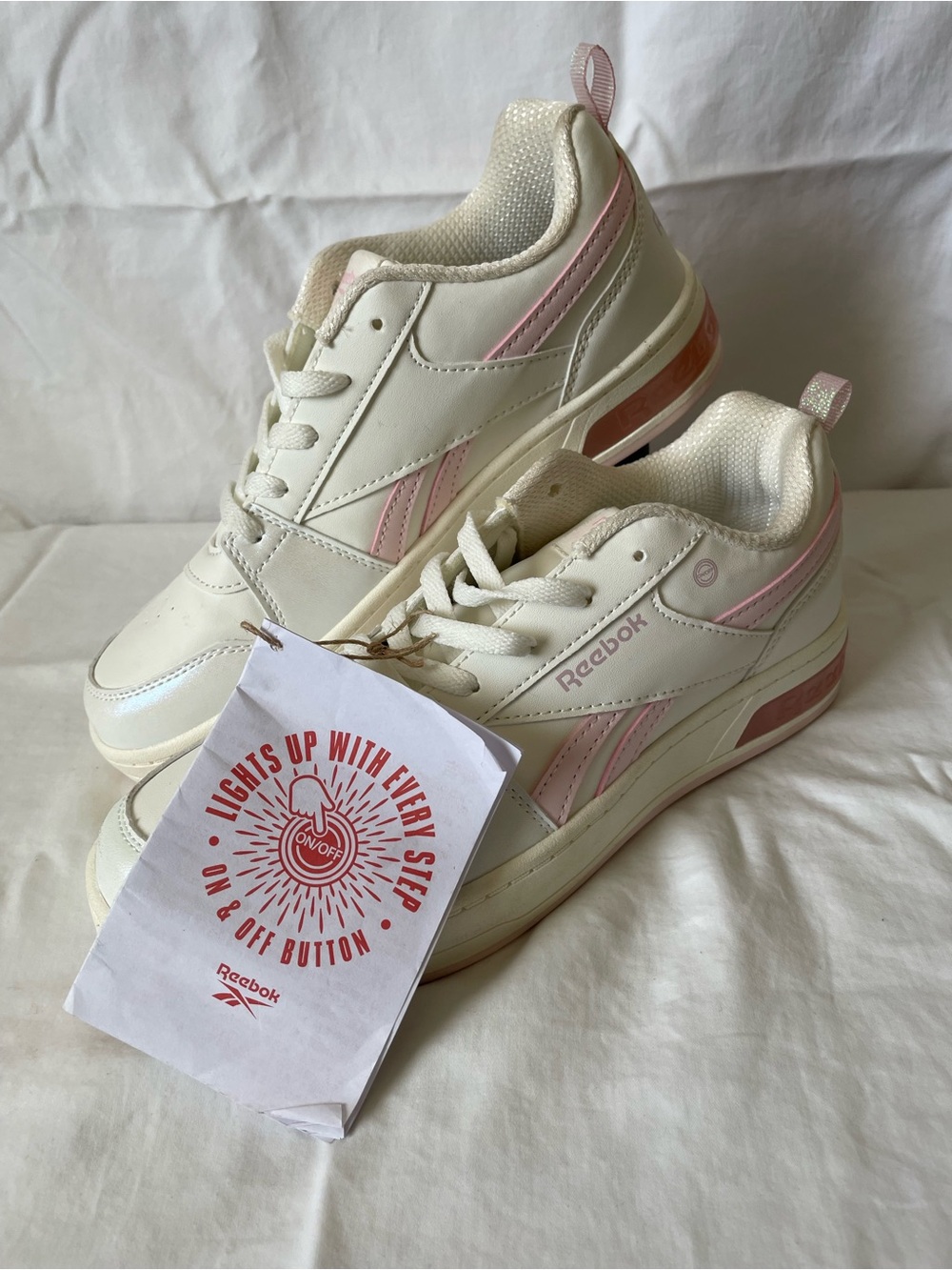 Reebok Women's Cream and Pink Platform Sneakers